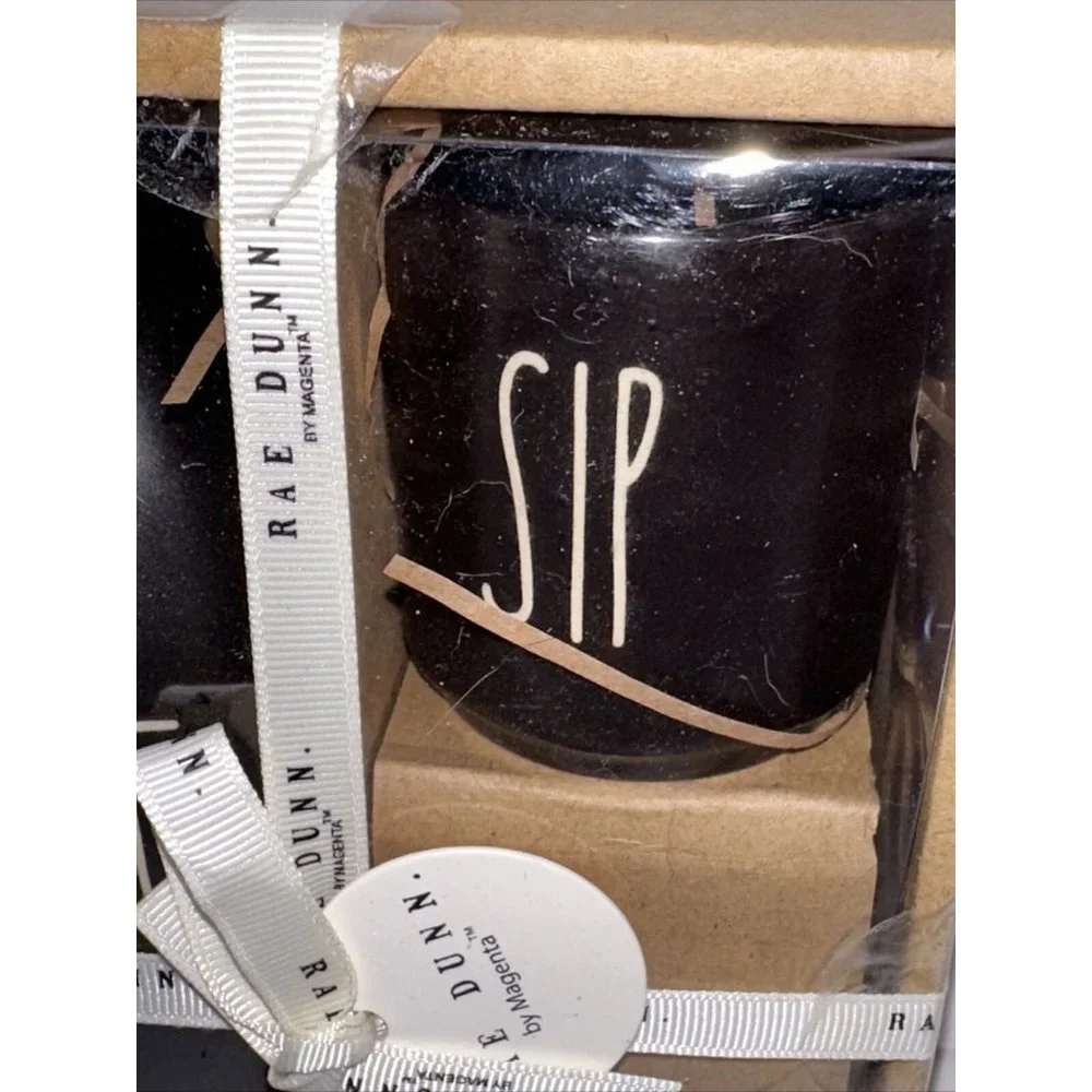 Rae Dunn SAKE Set AND‎ SIP Black Magenta Artisan Collection LL Sushi Brand New
